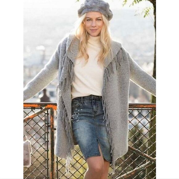 fringe knit blanket cardigan coat - Picture 11 of 11